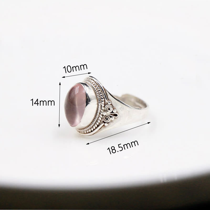 Rose Quartz Adjustable Silver Ring for Loving Energy Healing