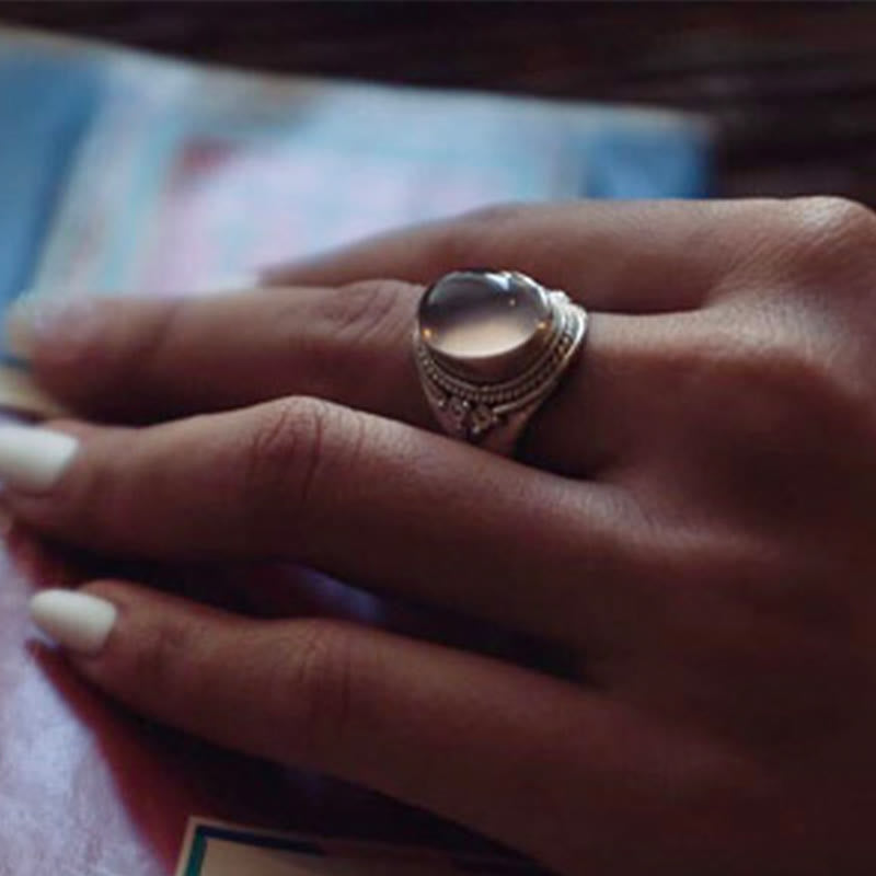 Rose Quartz Adjustable Silver Ring for Loving Energy Healing