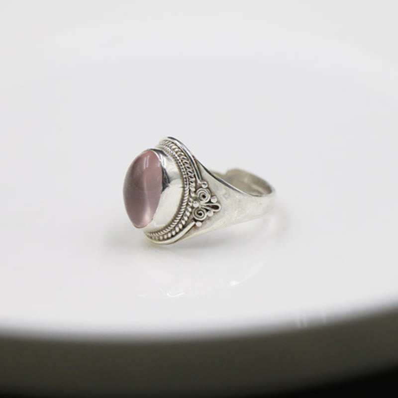 Rose Quartz Adjustable Silver Ring for Loving Energy Healing