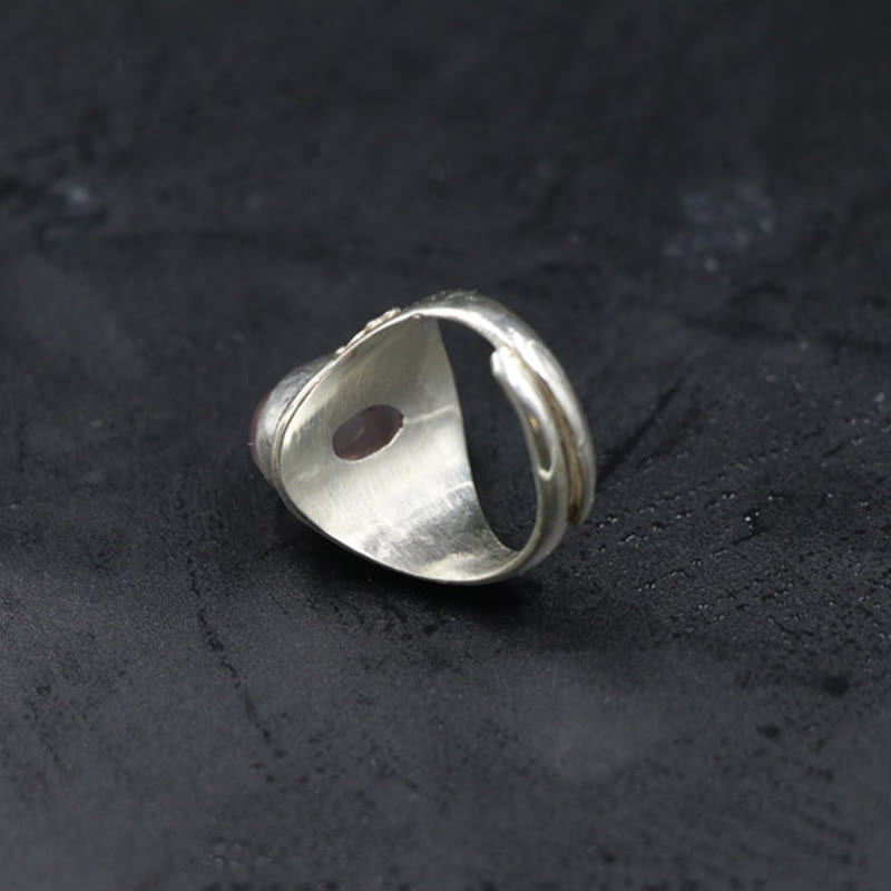 Rose Quartz Adjustable Silver Ring for Loving Energy Healing