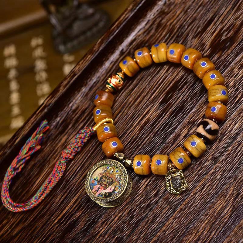 Bracelet d'équilibre en cuivre et lazurite en os de yak unisexe