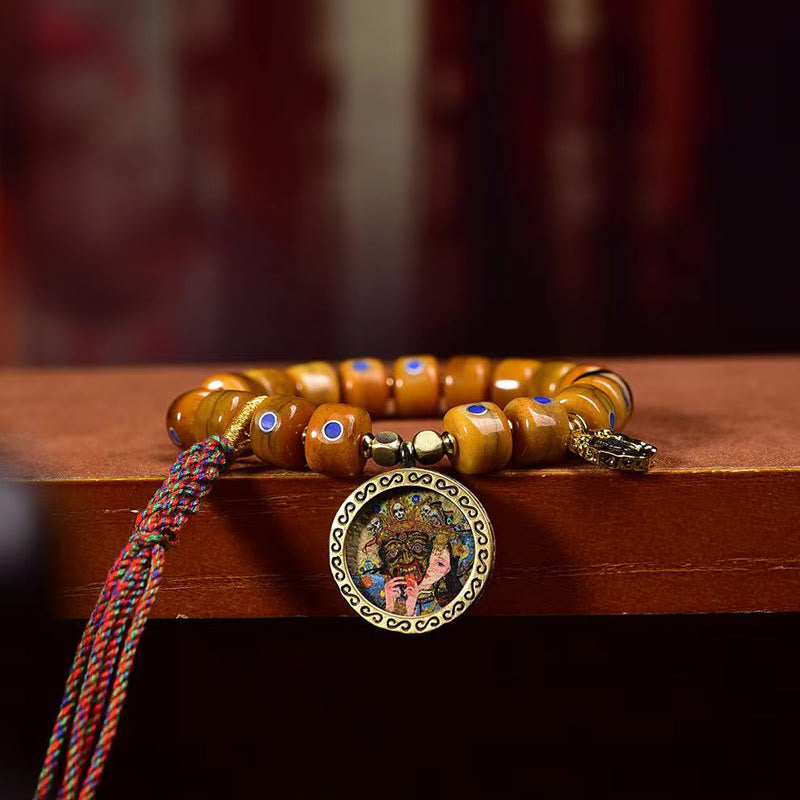 Bracelet d'équilibre en cuivre et lazurite en os de yak unisexe