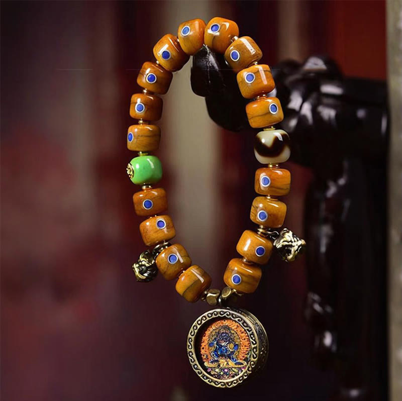 Bracelet d'équilibre en cuivre et lazurite en os de yak unisexe