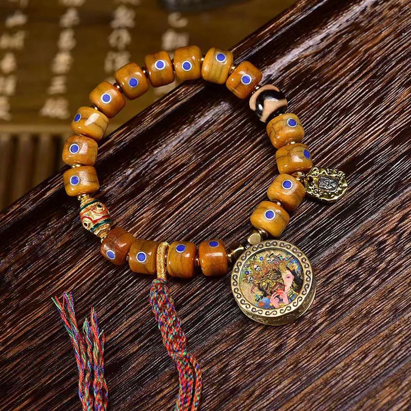 Bracelet d'équilibre en cuivre et lazurite en os de yak unisexe