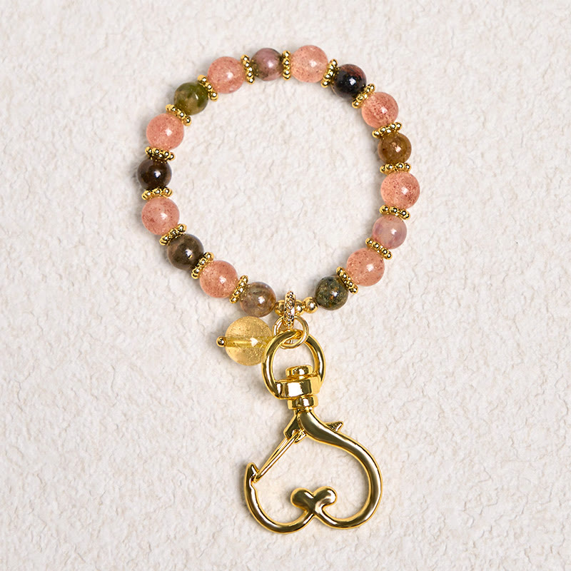 Strawberry Quartz Positive Energy Key Chain 7cm