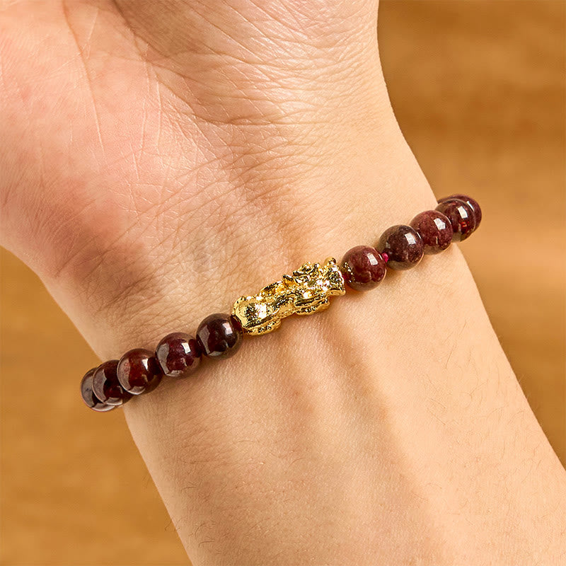 5mm Garnet PiXiu Protection Bracelet for Wealth