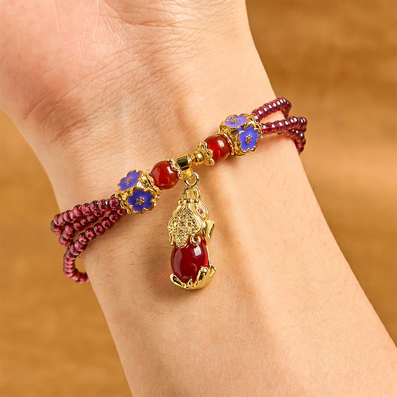 3mm Garnet Pixiu Purification Multilayer Bracelet