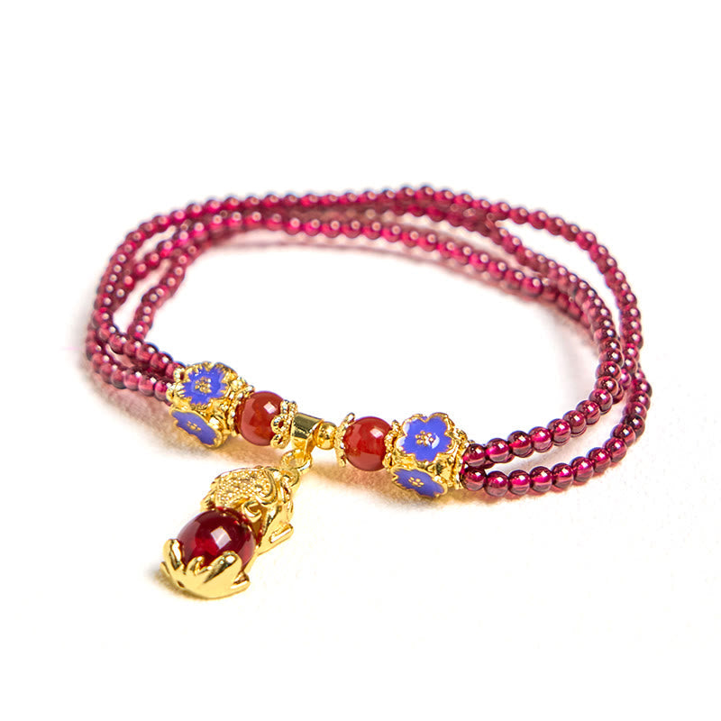 3mm Garnet Pixiu Purification Multilayer Bracelet