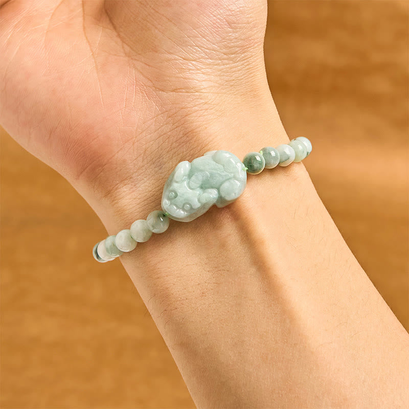 Green Jade PiXiu Luck Bracelet 6mm for Prosperity