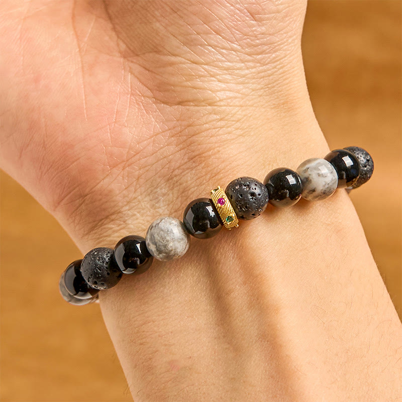 8mm Lava Rock Spiritual Bracelet for Protection and Healing
