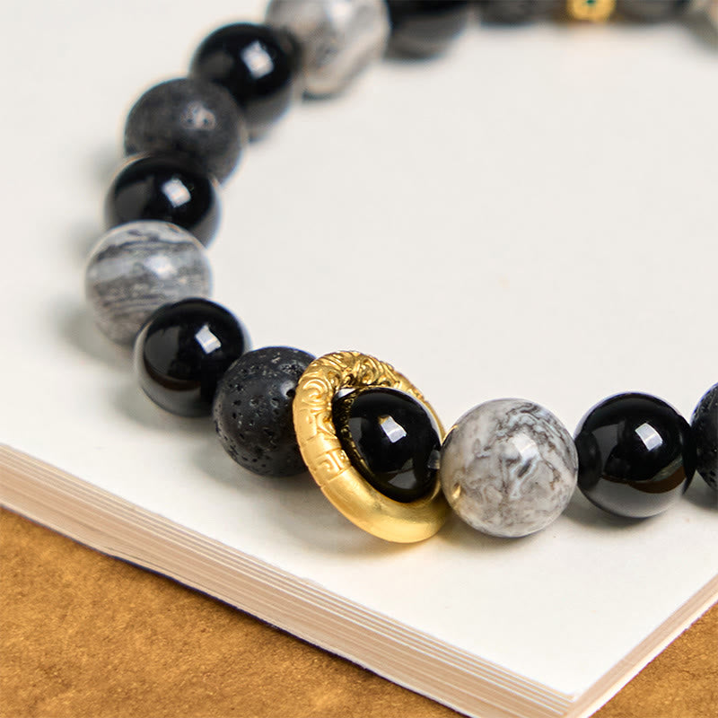 8mm Lava Rock Spiritual Bracelet for Protection and Healing