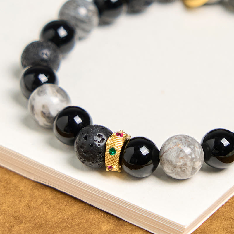 8mm Lava Rock Spiritual Bracelet for Protection and Healing