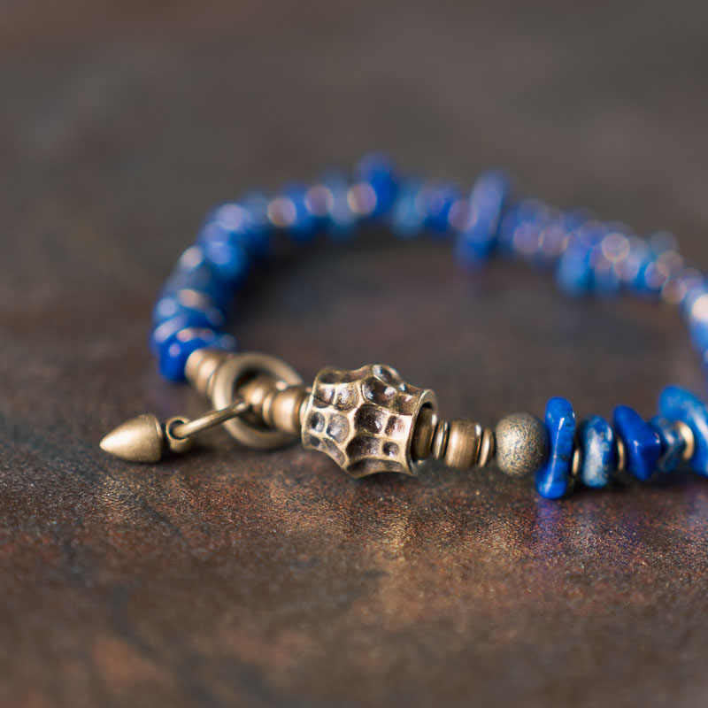 Unisex Lazurite Positive Spiritual Bracelet Vintage Design