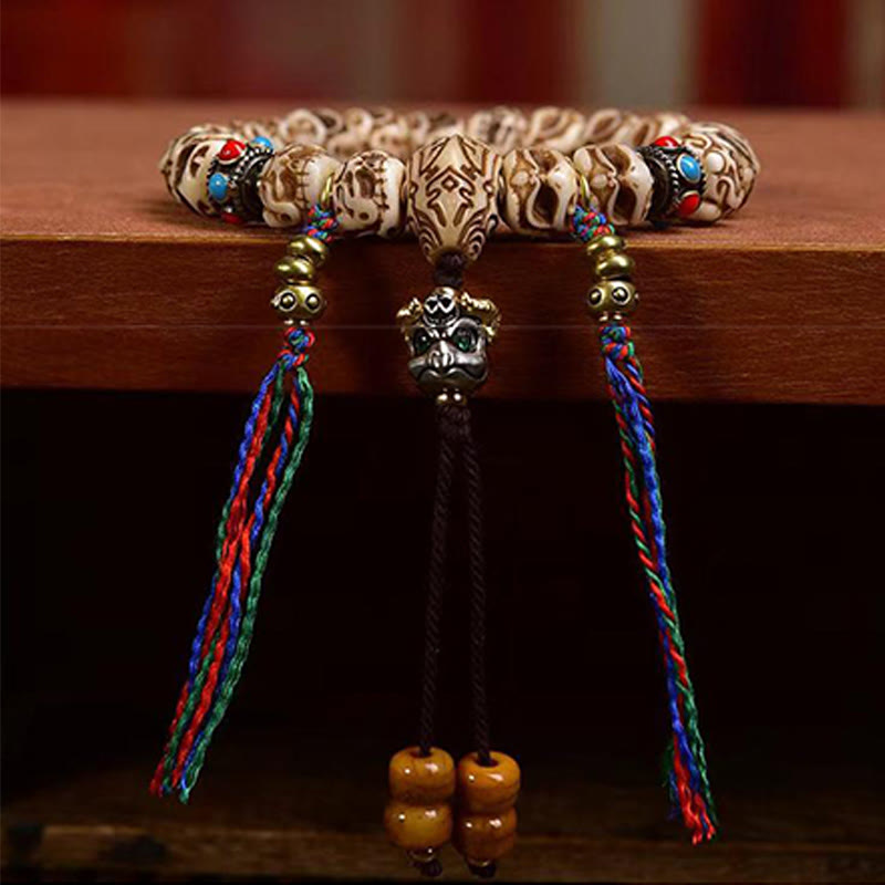 11mm Camel Bone Spiritual Protection Bracelet with Tassel