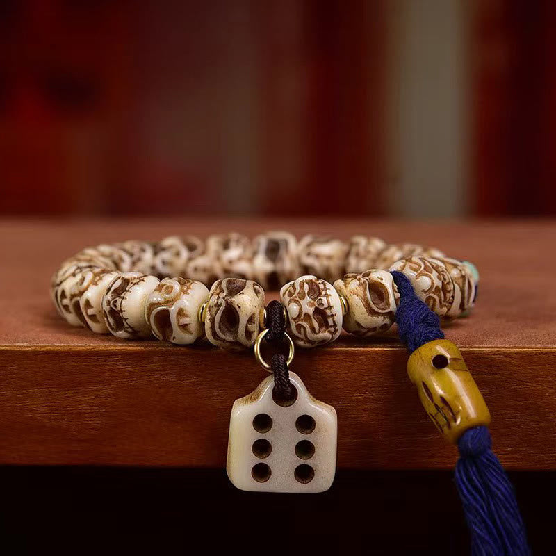11mm Camel Bone Spiritual Protection Bracelet with Tassel