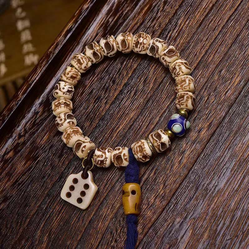 11mm Camel Bone Spiritual Protection Bracelet with Tassel