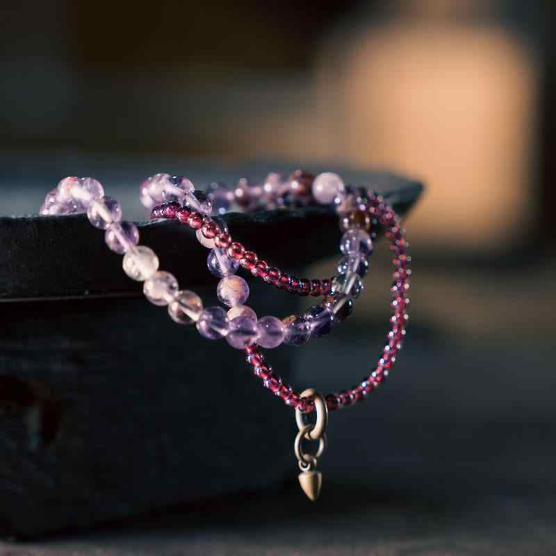 6mm Amethyst & 4mm Garnet Balance Bracelet Unisex