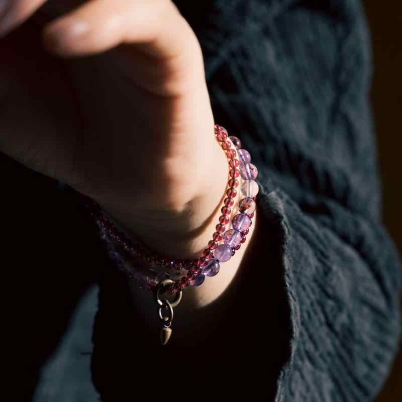 6mm Amethyst & 4mm Garnet Balance Bracelet Unisex