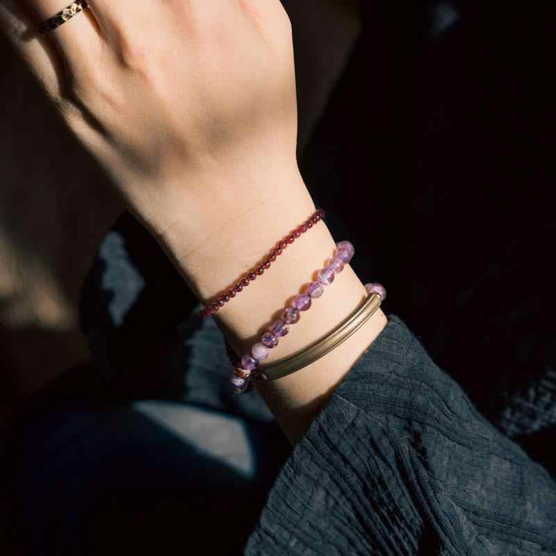 6mm Amethyst & 4mm Garnet Balance Bracelet Unisex