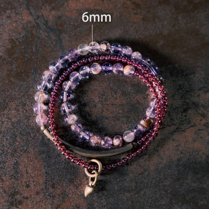 6mm Amethyst & 4mm Garnet Balance Bracelet Unisex