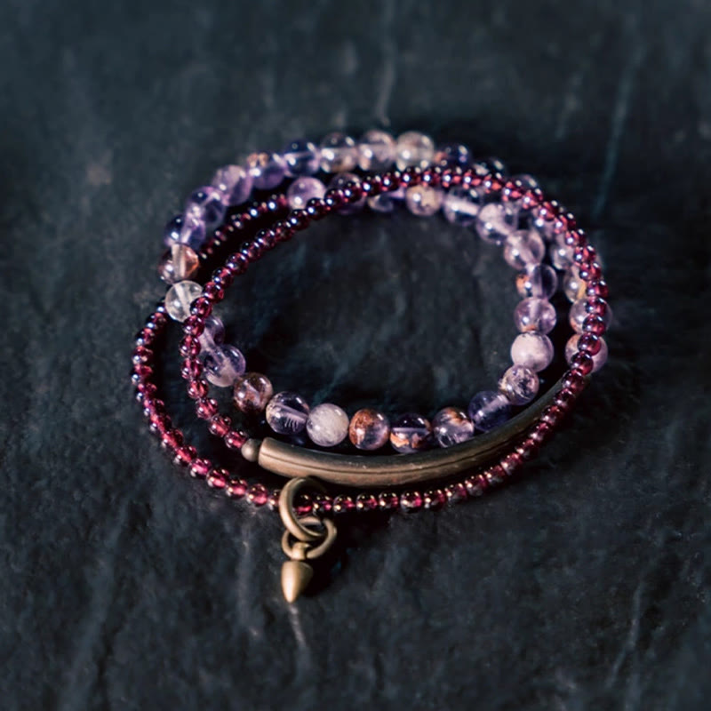 6mm Amethyst & 4mm Garnet Balance Bracelet Unisex