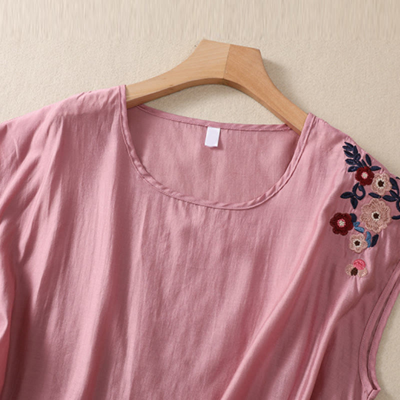 Cotton Linen Women's Embroidered Flower Vest for Spiritual Wear