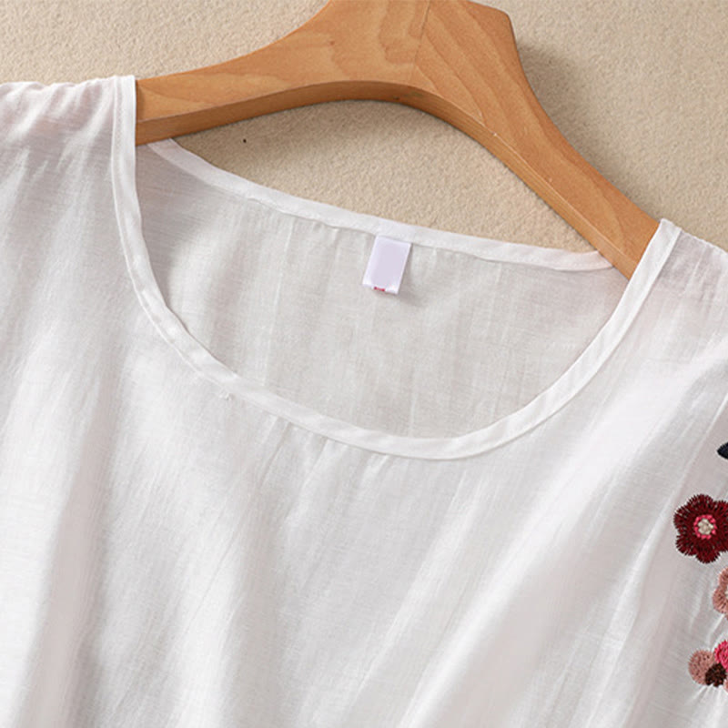 Cotton Linen Women's Embroidered Flower Vest for Spiritual Wear