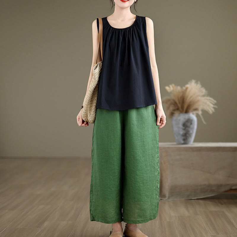 Women's Cotton Linen Vest | Spiritual Boho Meditation Top