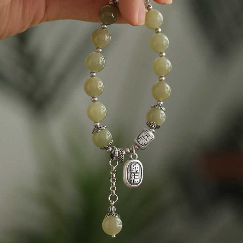 8mm Hetian Jade Luck Bracelet for Prosperity & Protection