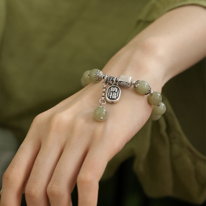 8mm Hetian Jade Luck Bracelet for Prosperity & Protection