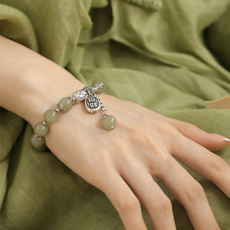 8mm Hetian Jade Luck Bracelet for Prosperity & Protection
