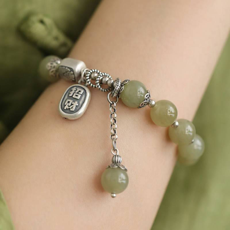 8mm Hetian Jade Luck Bracelet for Prosperity & Protection