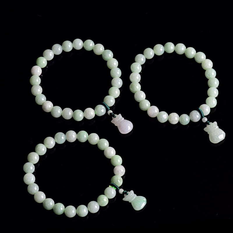Jade Money Bag Charm Bracelet for Luck and Prosperity