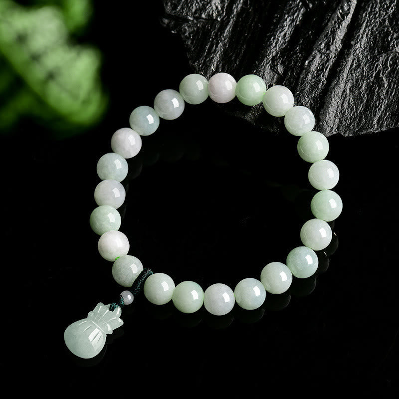Jade Money Bag Charm Bracelet for Luck and Prosperity