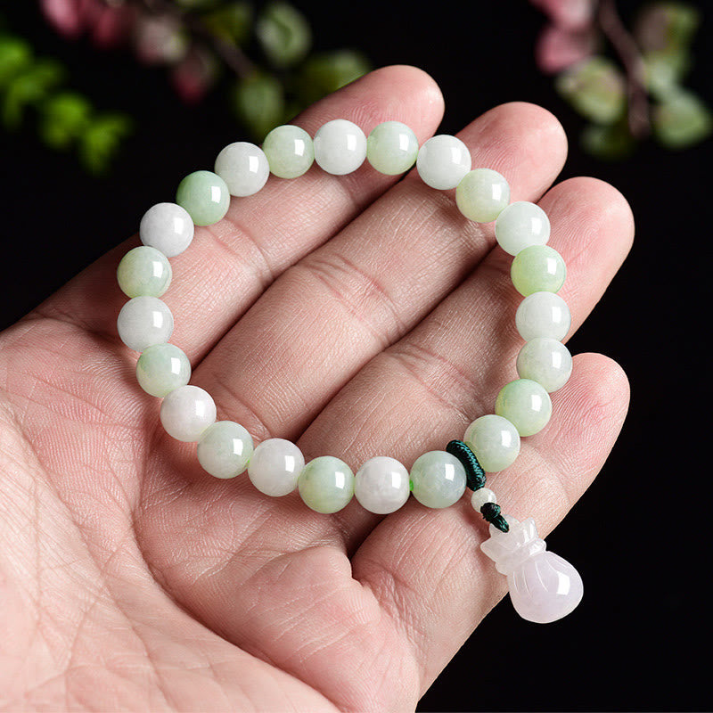 Jade Money Bag Charm Bracelet for Luck and Prosperity