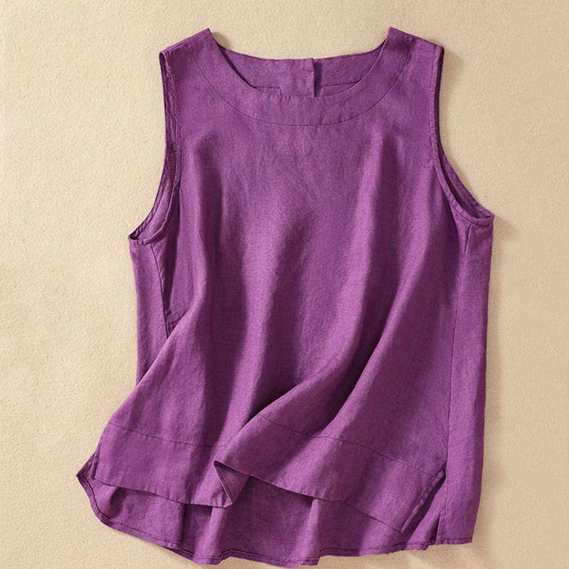 Casual Women's Cotton Linen Sleeveless Vest | Yoga Top