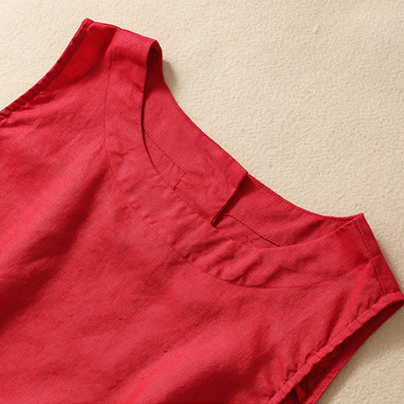 Casual Women's Cotton Linen Sleeveless Vest | Yoga Top