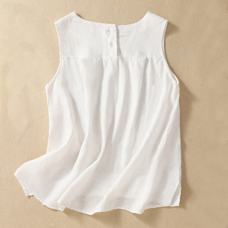 Casual Women's Cotton Linen Sleeveless Vest | Yoga Top