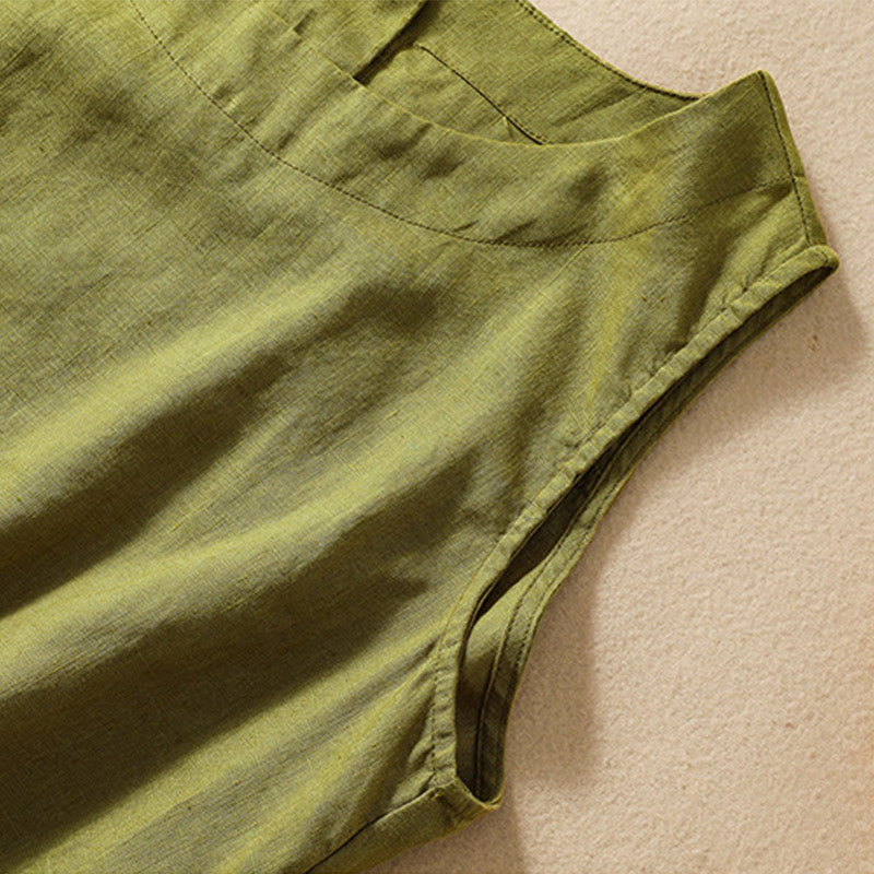 Casual Women's Cotton Linen Sleeveless Vest | Yoga Top
