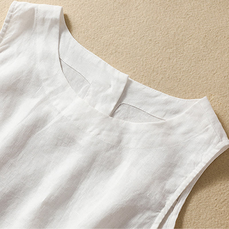 Casual Women's Cotton Linen Sleeveless Vest | Yoga Top