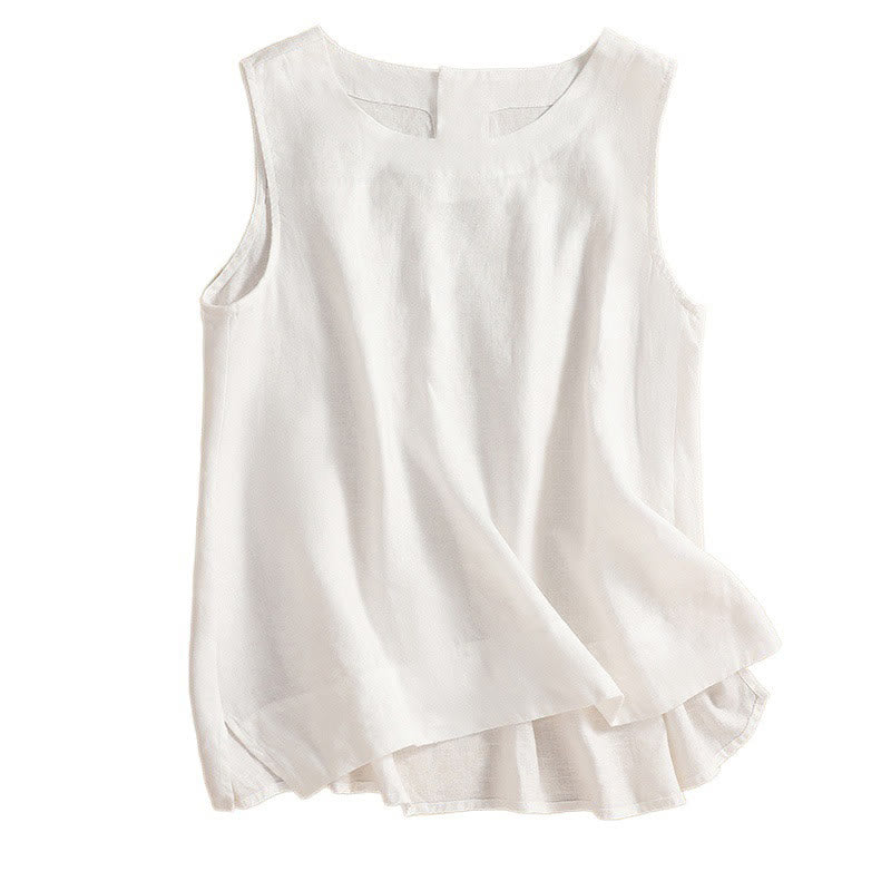 Casual Women's Cotton Linen Sleeveless Vest | Yoga Top