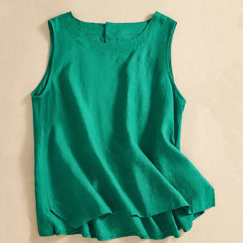 Casual Women's Cotton Linen Sleeveless Vest | Yoga Top