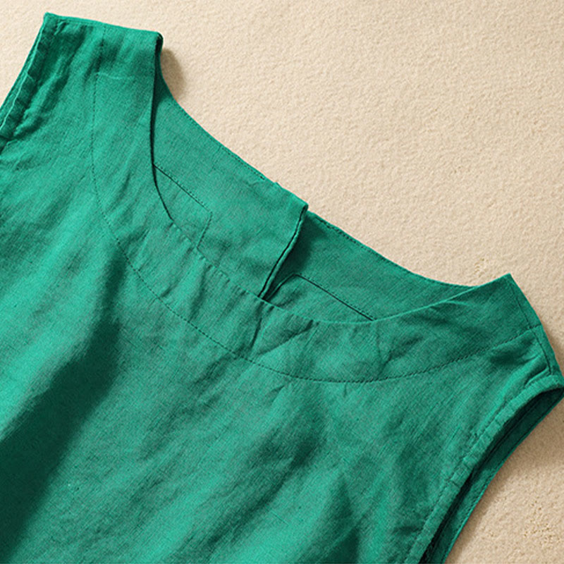Casual Women's Cotton Linen Sleeveless Vest | Yoga Top
