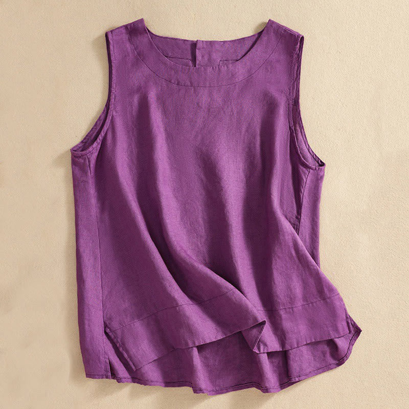 Casual Women's Cotton Linen Sleeveless Vest | Yoga Top