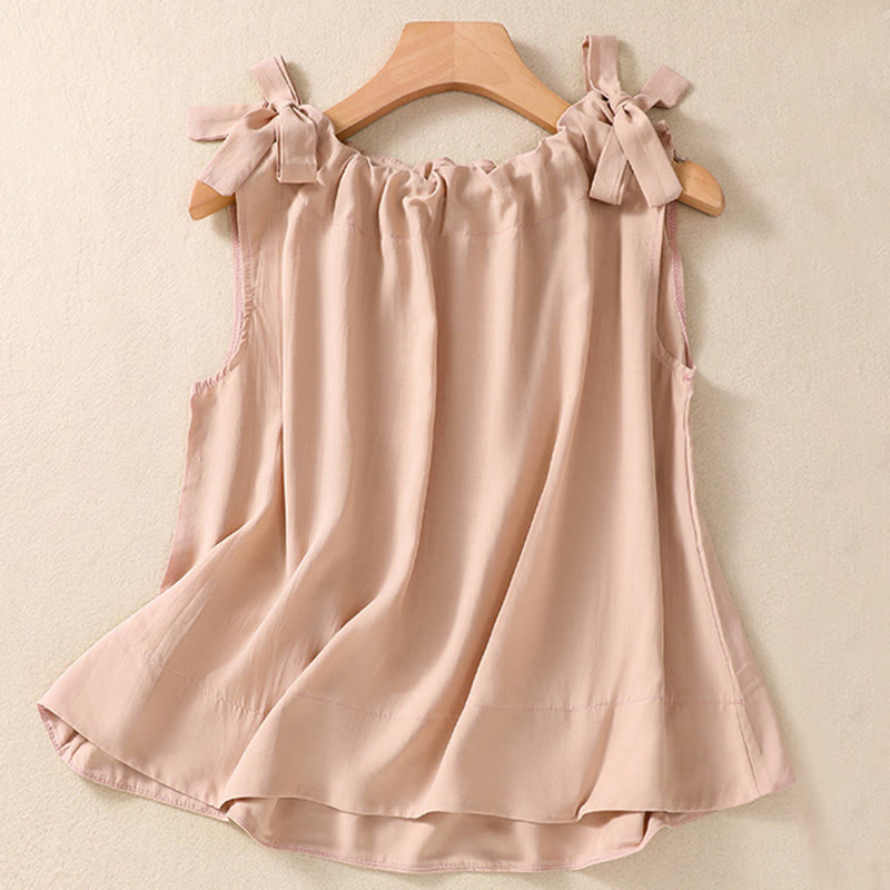 DarkSalmon and LemonChiffon Cotton Yoga Vest | Women's Summer Top