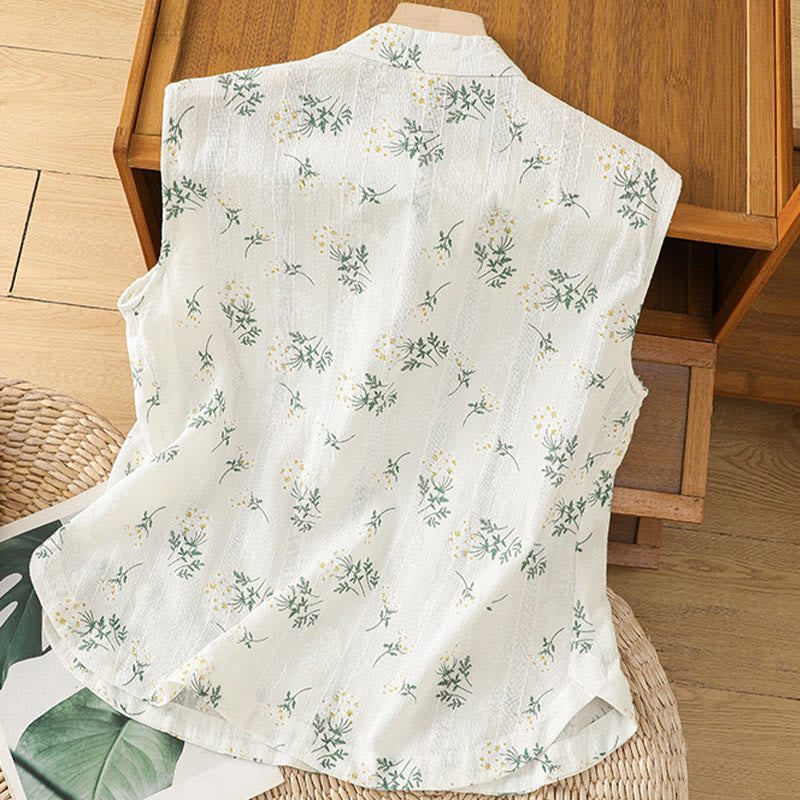 Women's Spiritual Cotton Vest with Chinese Frog-Button