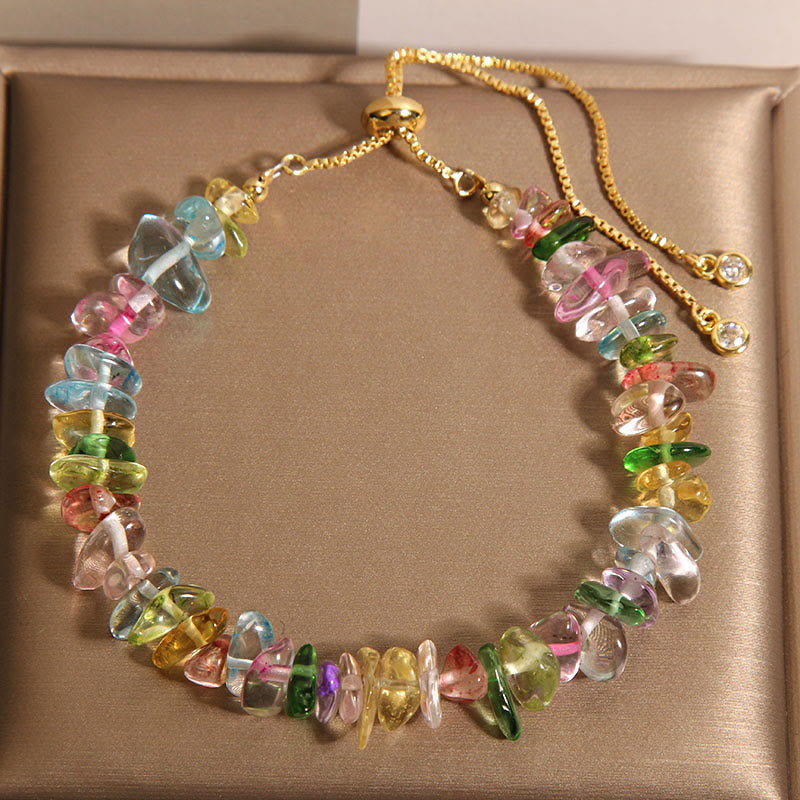 Bracelet de protection en cristal mixte avec quartz clair et cristaux bleus