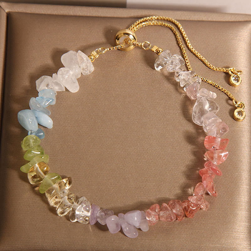 Bracelet de protection en cristal mixte avec quartz clair et cristaux bleus