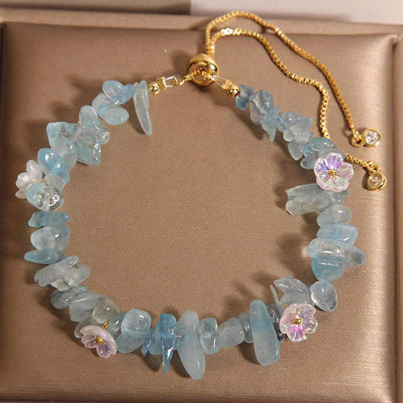 Bracelet de protection en cristal mixte avec quartz clair et cristaux bleus