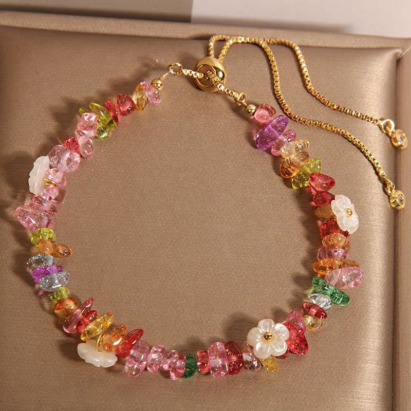 Bracelet de protection en cristal mixte avec quartz clair et cristaux bleus